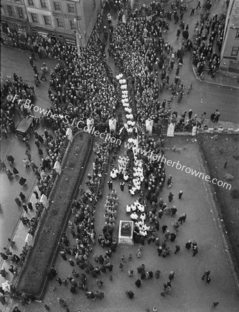 PROCESSION FOR THE BLESSING OF NEW DISTRICT OF GURRANABRATHER SEEN FROM TOWER OF ST MARY'S CATHEDRAL